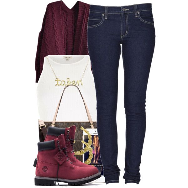 burgundy timberlands outfit